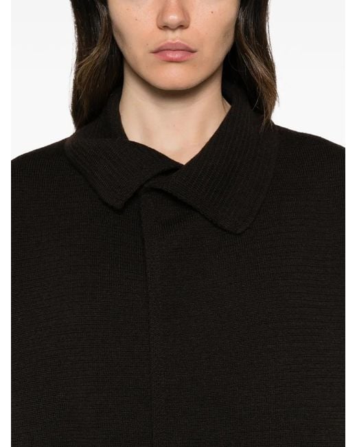 Ma'ry'ya Black Buttoned-Collar Coat