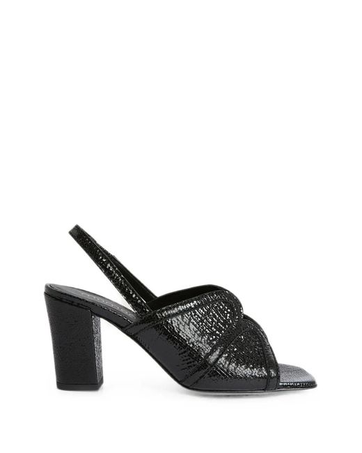 Momoní Black Baca Laminated-Leather Sandals