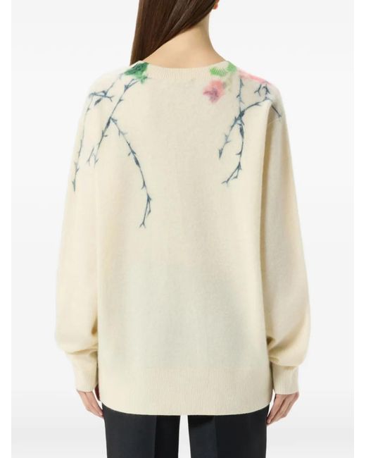 Blumarine White Floral-Print Sweater
