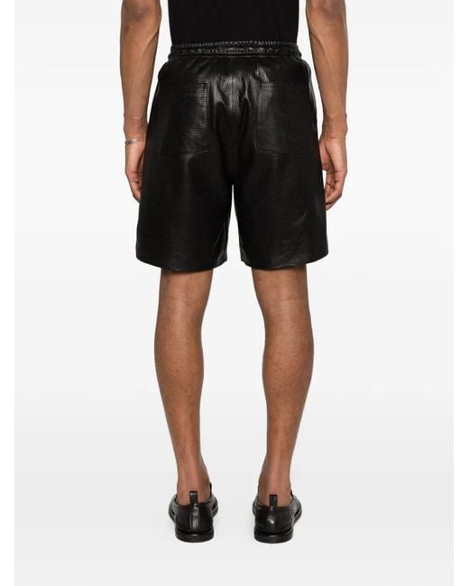 Arma Black Leather Deck Shorts for men