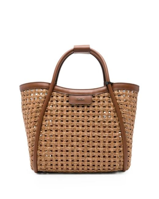Max Mara Brown Woven Tote Bag