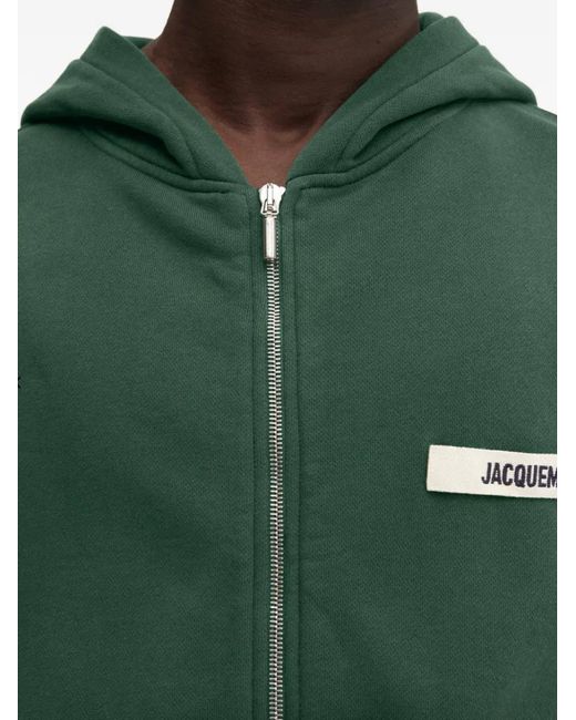 Jacquemus Green The Gros Grain Logo Zipped Hoodie