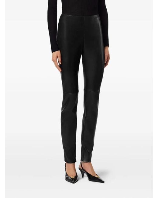 Versace Black Leather Panel Trousers