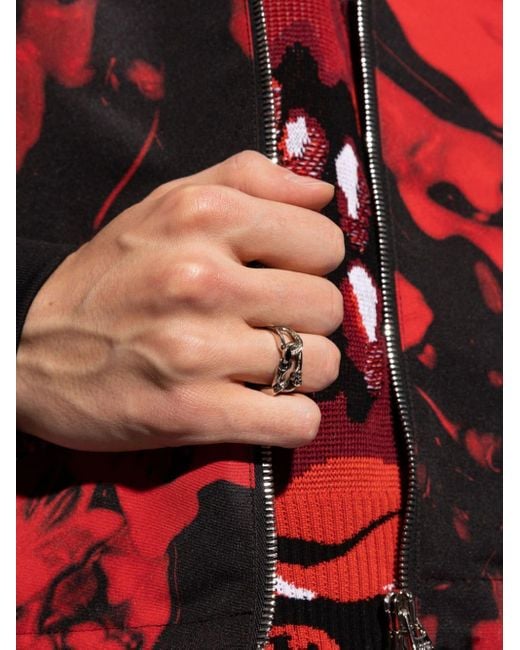 Alexander McQueen Ring Met Gegraveerd Logo En Doodskop in het White voor heren