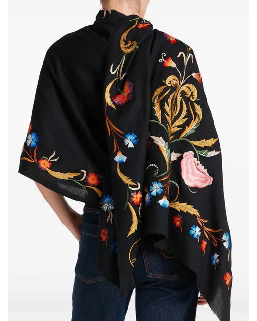 Temperley London Black Embroidered Scarf