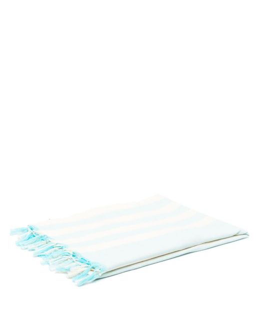 Mc2 Saint Barth White Striped Cotton Beach Towel