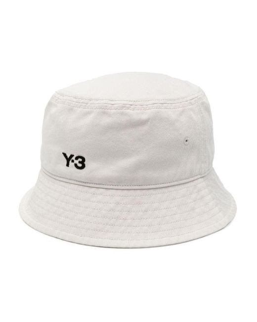 Y-3 White Logo-embroidered Bucket Hat for men