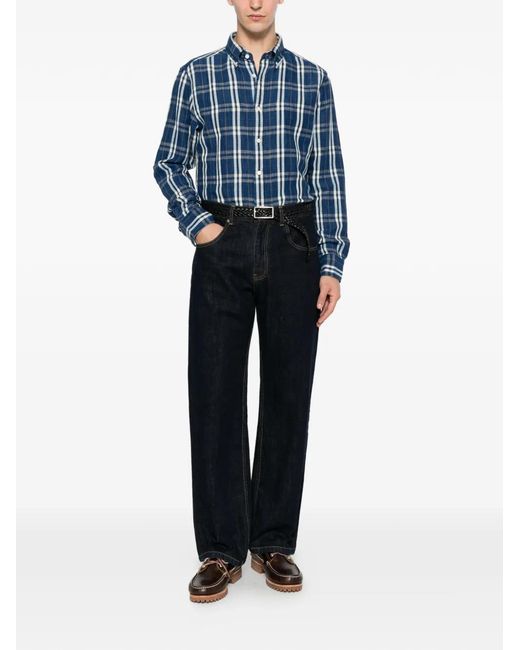 Gant Blue Chemise Boutonnée À Carreaux Vichy for men