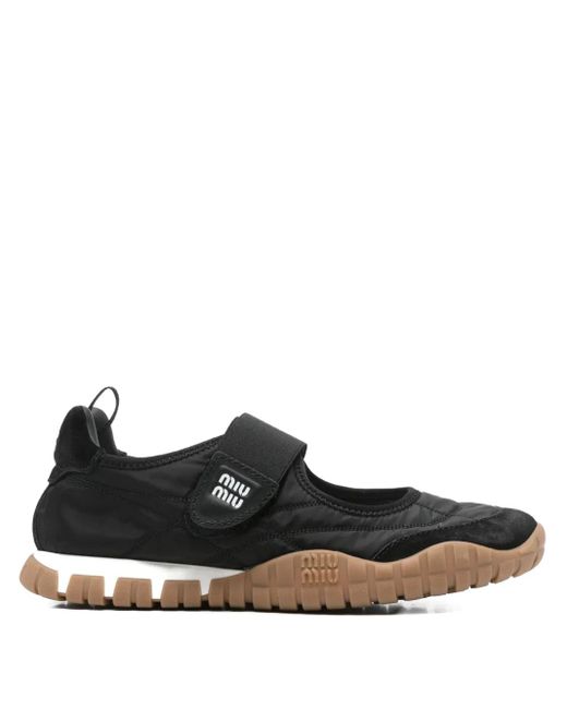 Miu Miu Black Strap-Fastening Ballet Flats