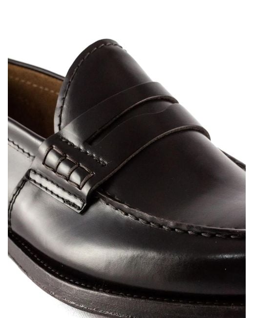 Green George White Penny-Bar Stitching Loafers for men