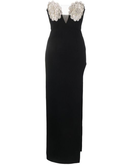 Nissa Maxi-jurk Met Bloemenpatch En Kristallen in het Black