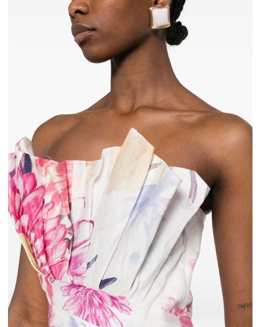 Aje. Pink Reflector Floral-Print Maxi Dress