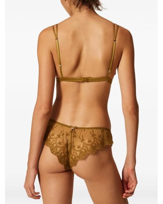 Twinset Natural Embroidered Tulle Bra