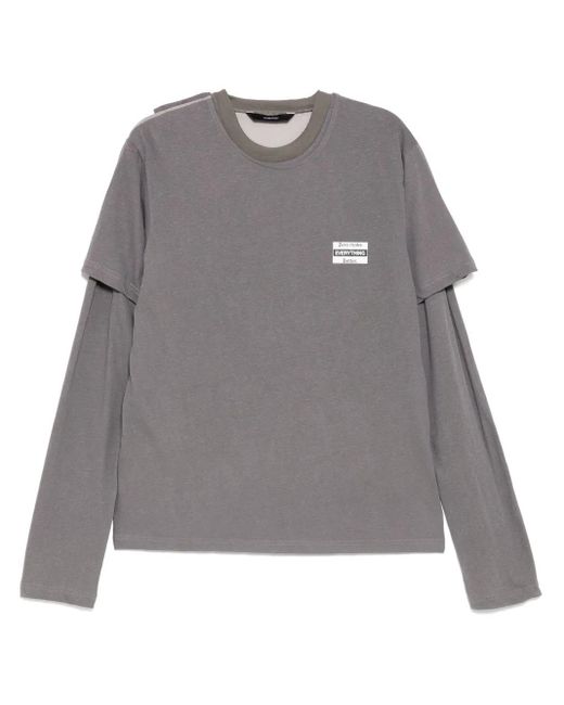 Pushbutton Gray T-Shirt Im Layering-Look