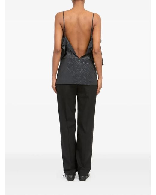 MM6 by Maison Margiela Black Ruffled Open Back Top
