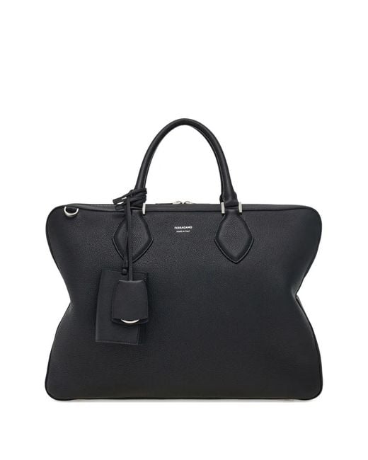 Ferragamo Black Star-Shaped Leather Tote Bag for men
