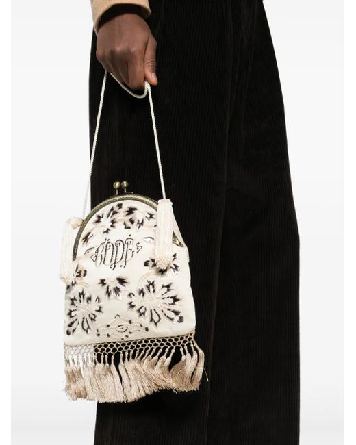 Bode Metallic Floral Tassel Backpack