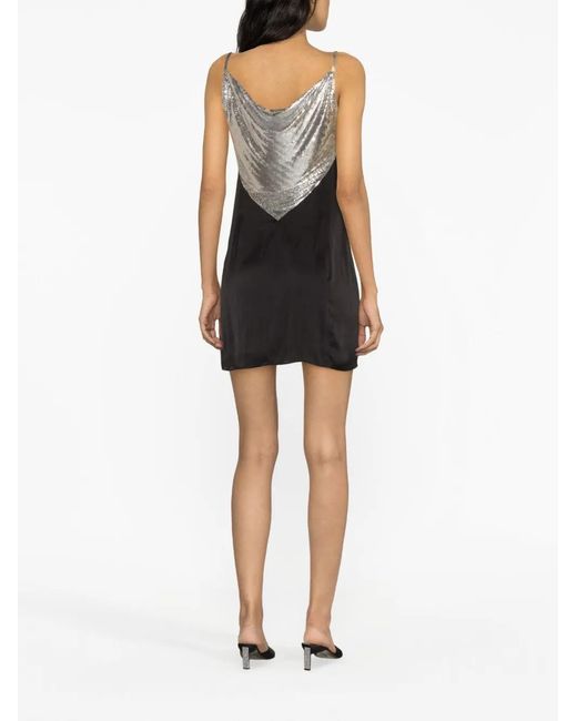 Rabanne Black Mesh-Panel Slip Minidress