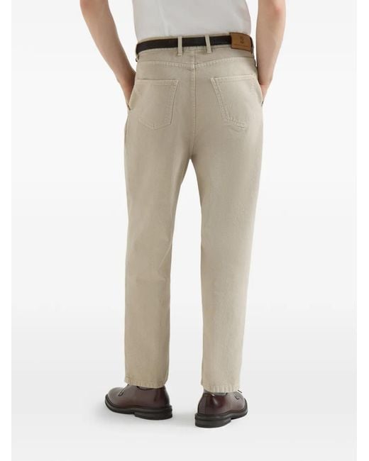 Brunello Cucinelli Natural Garment-Dyed Denim Iconic Fit Five-Pocket Trousers With Double Pleats for men