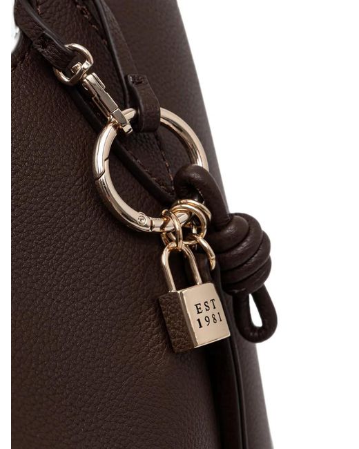Guess Brown Melody Logo-Plaque Pebbled-Effect Tote Bag