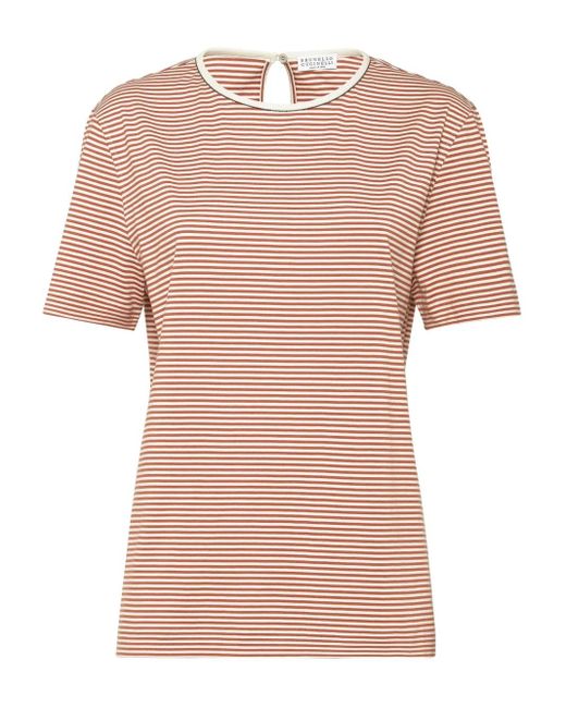 Brunello Cucinelli Pink Striped T-Shirt