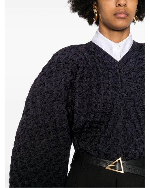 Jersey Le Sweater Boule Torsade Jacquemus de color Black