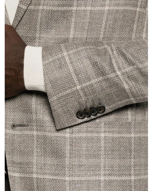 Corneliani Gray Check-Pattern Single-Breasted Jacket for men