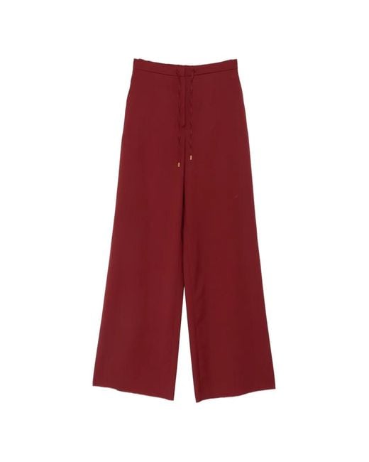 Max Mara Red Drawstring-Waist Wide-Leg Palazzo Pants