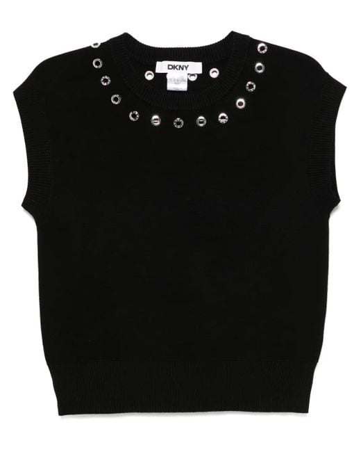 DKNY Black Gromet-Detailing Vest