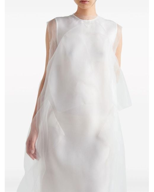Vestido con dobladillo asimétrico Prada de color White