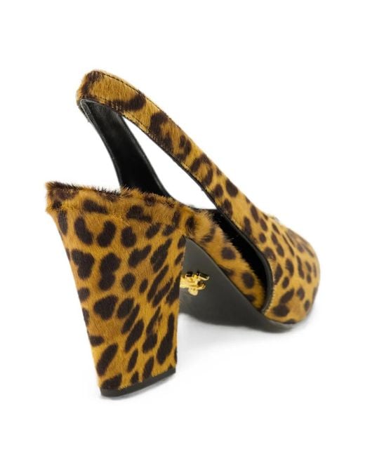 Prada Metallic Leopard-Print Pointed-Toe Pumps