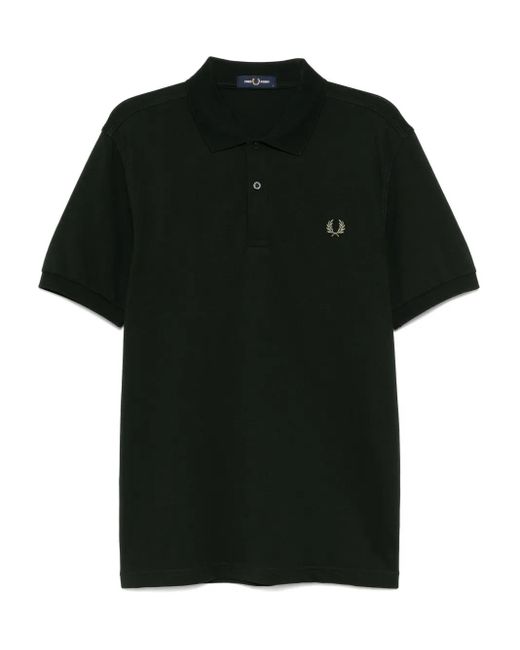 Fred Perry Logo-embroidered polo shirt in Black für Herren