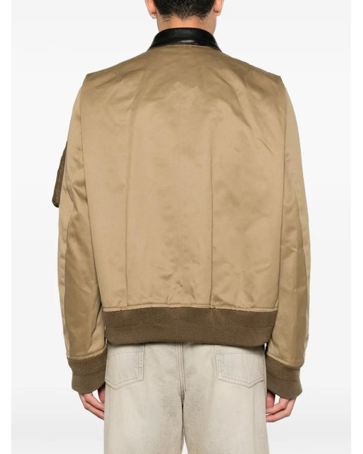 Sacai Natural Leather-Collar Panelled Jacket for men