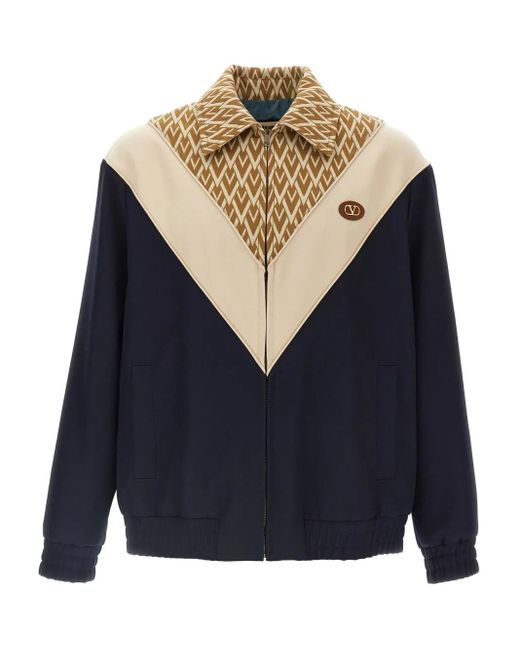 Valentino Garavani Blue Tout La V Print Wool Sport Jacket for men