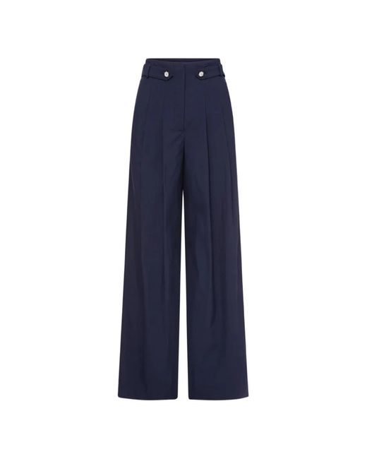 Veronica Beard Blue Pleated Wide-Leg Trousers