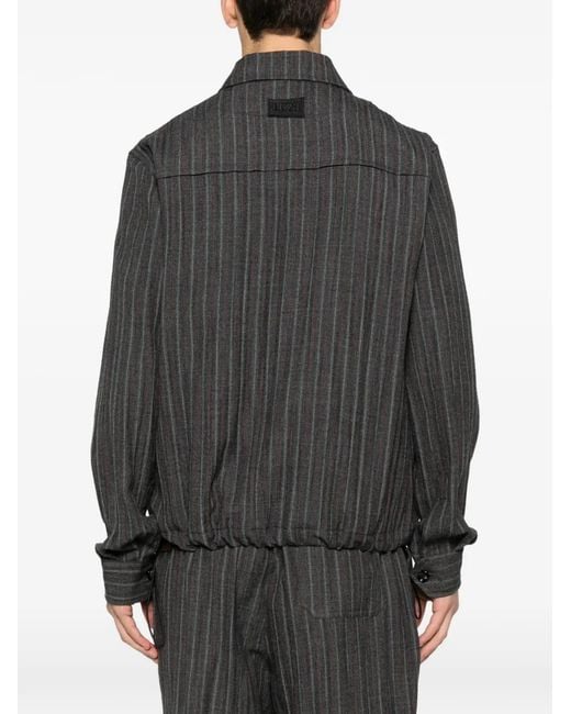 LC23 Black Striped Zip-Up Jacket for men