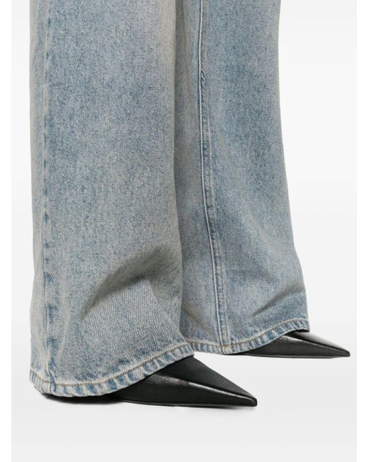 Courreges High Waist Jeans Met Wijde Pijpen in het Blue