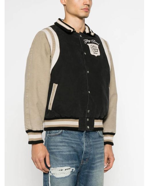 Rhude Black Logo-Embroidered Canvas Bomber Jacket for men