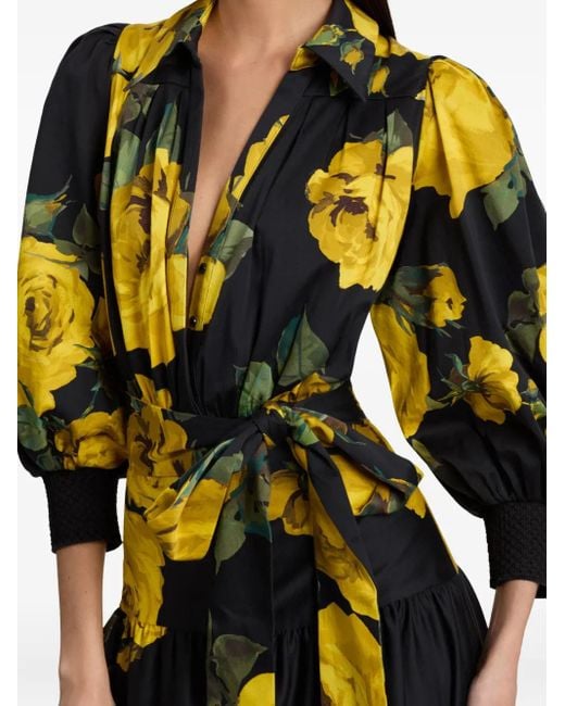 Alice + Olivia Cora Gelaagde Blousejurk in het Black
