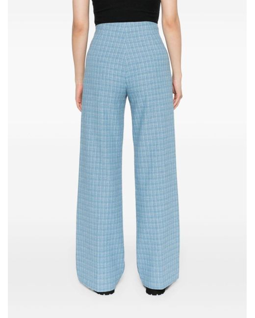 Sandro Blue Narsy Checked Wide-leg Trousers