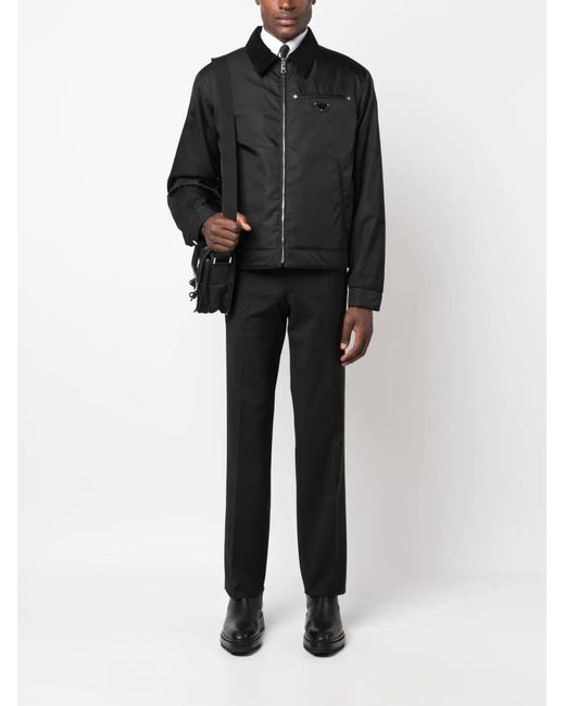 Prada Black Triangle-Logo Trousers for men