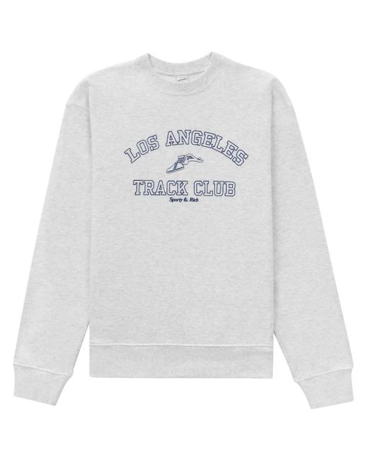 Felpa Girocollo Track Club di Sporty & Rich in White