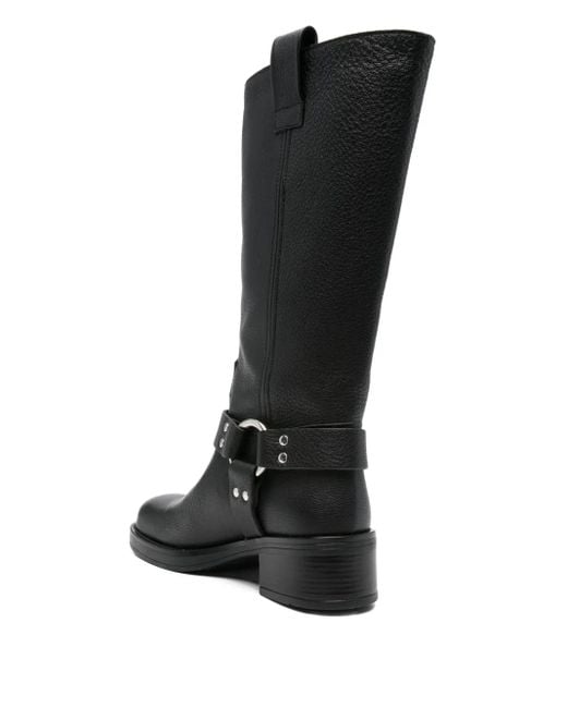 GISÉL MOIRÉ 45Mm Blackpool Ring-Buckle Leather Boots