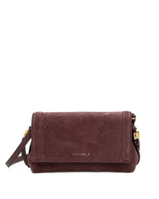 Coccinelle Purple Mini Thesssuede Leather Shoulder Bag