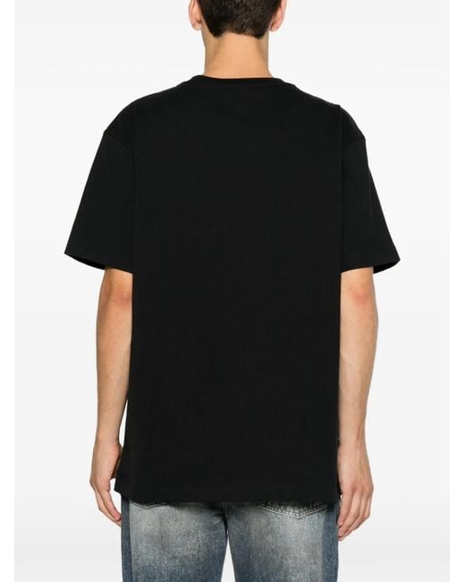 Purple Brand Black Rhinestone-Logo T-Shirt for men