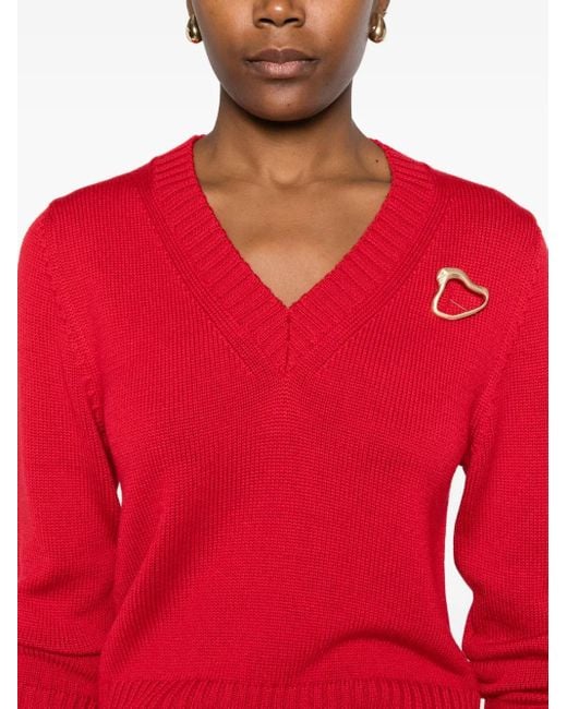 Alpha Studio Red Pullover Mit V-Ausschnitt