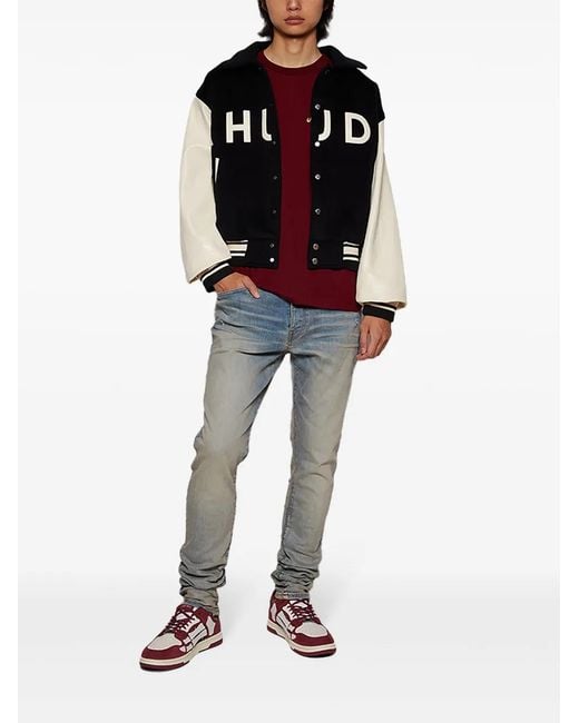 Rhude Black Collegiate Bomber Jacket for men