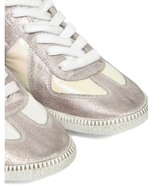 Baskets En Cuir Métallisé À Empiècements Maison Margiela en coloris White