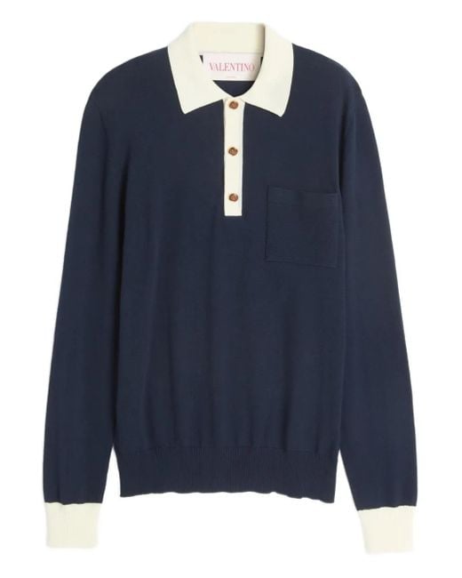 Valentino Garavani Blue Cotton Polo Shirt for men
