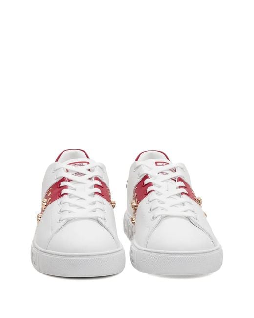 Versace Pink Studded Greca Sneakers for men